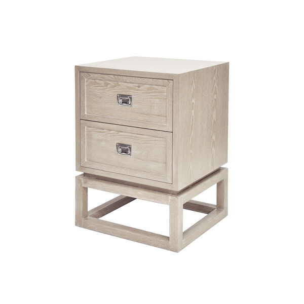 Cerused Oak and Polished Nickel Two-Tier Side Table, image 1